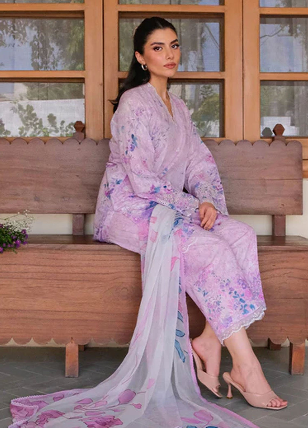Sahar Pret Embroidered Lawn 2 Piece Suit Lilac Dreams