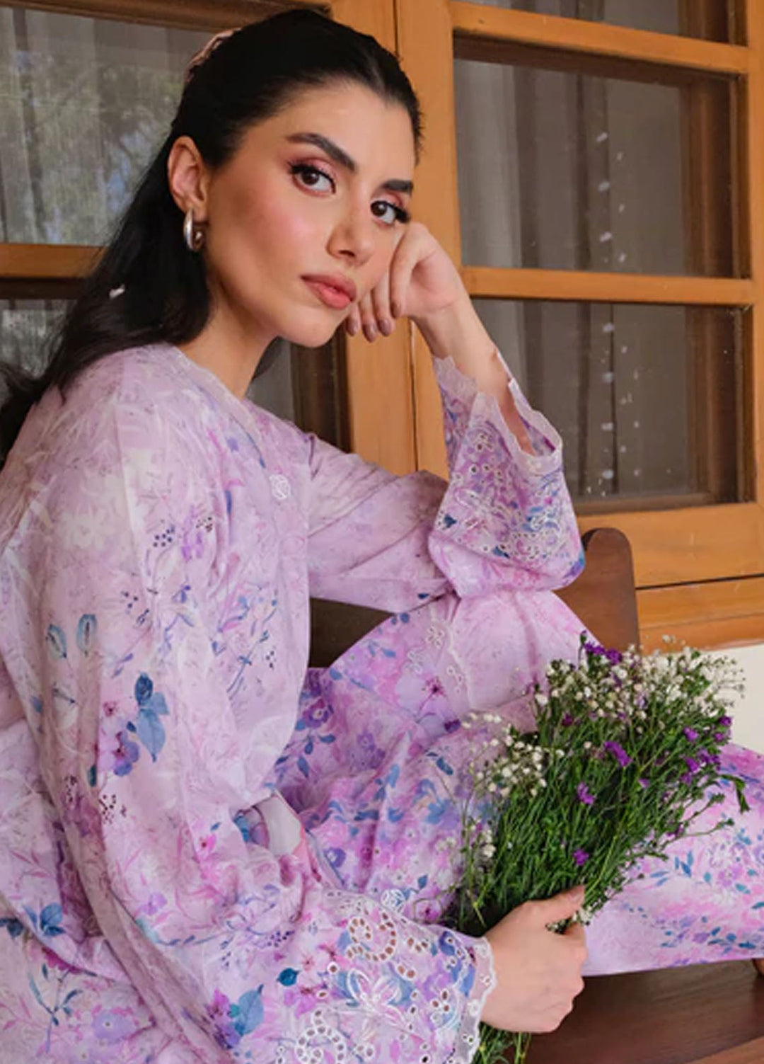 Sahar Pret Embroidered Lawn 2 Piece Suit Lilac Dreams