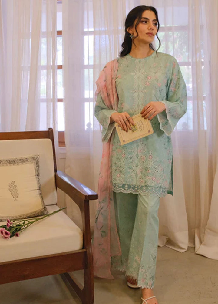 Sahar Pret Embroidered Lawn 2 Piece Suit Rosemint Bloom
