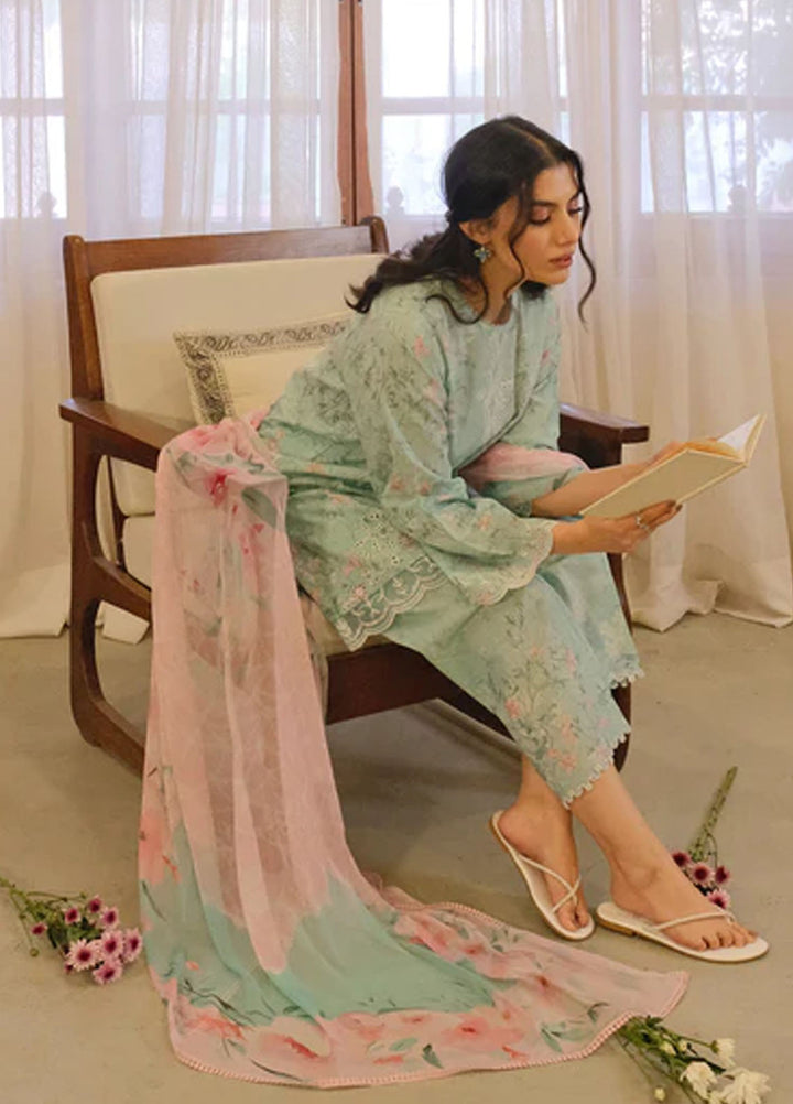 Sahar Pret Embroidered Lawn 2 Piece Suit Rosemint Bloom