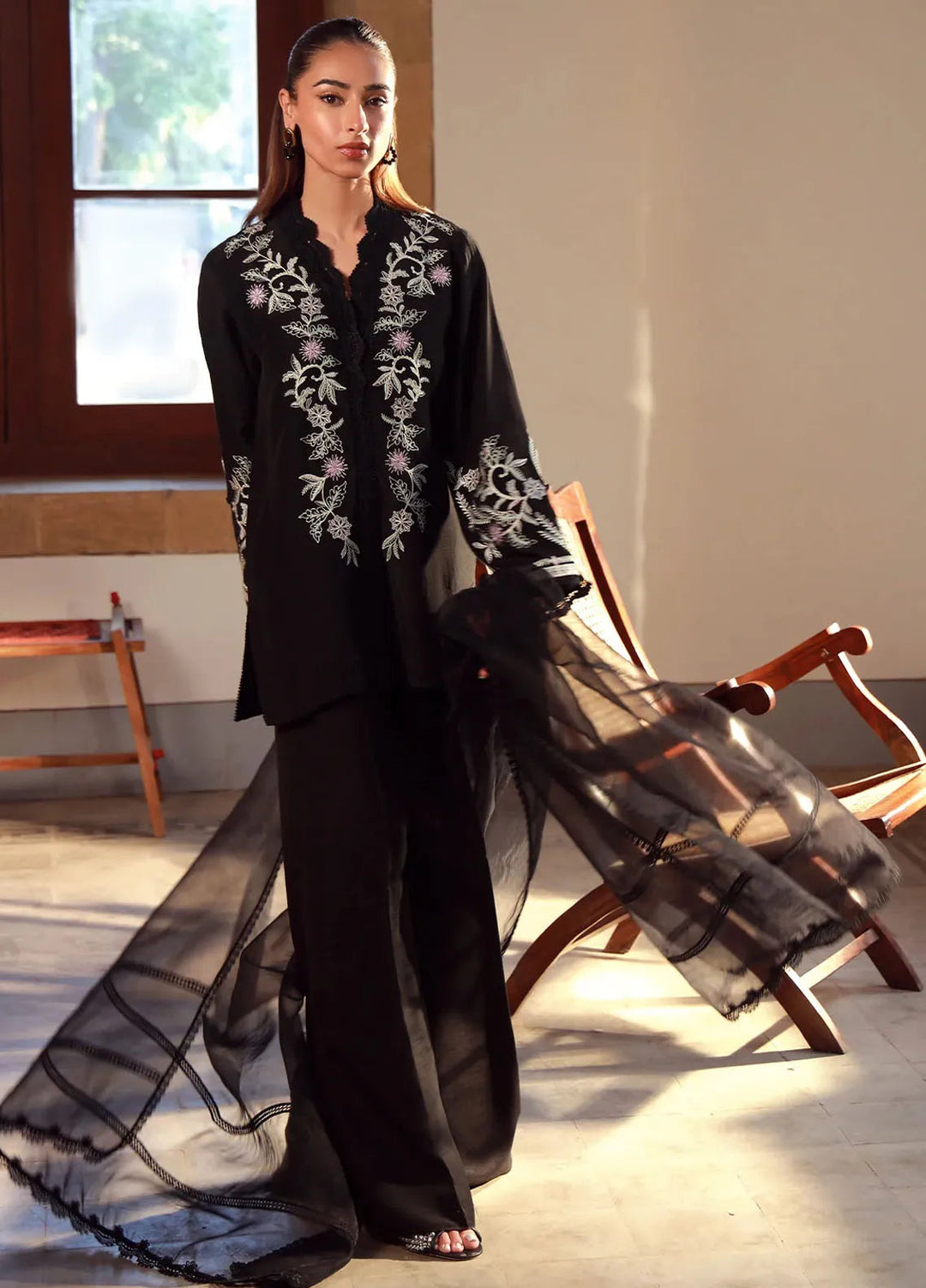 Sahar Pret Embroidered Raw Silk 3 Piece Suit SSSF-RK-05 Midnight Muse