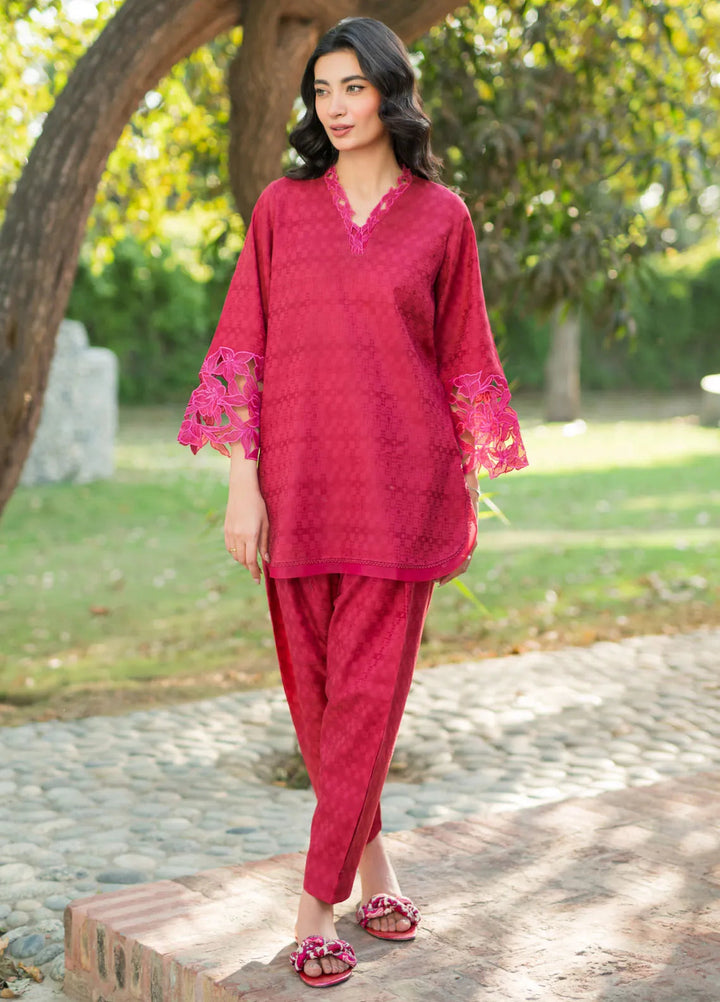 Sahar Pret Embroidered Self Jacquard 2 Piece Suit SSFT-RK-V1-03 Magenta Muse