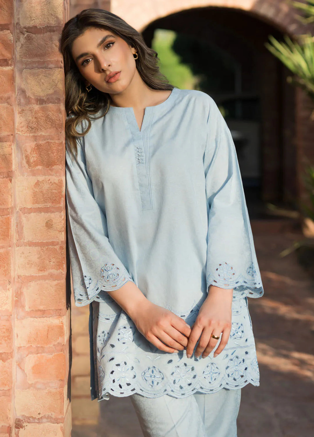 Sahar Pret Embroidered Self Jacquard 2 Piece Suit SSFT-RR-V1-01 Breezy Blues
