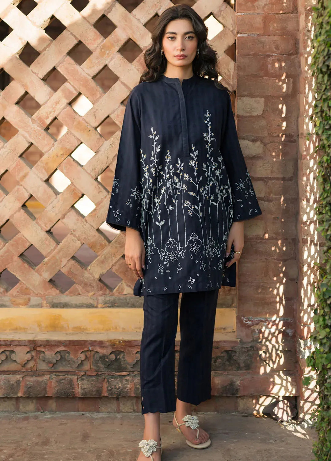 Sahar Pret Embroidered Self Jacquard 2 Piece Suit SSFT-RR-V1-04 Midnight Lore