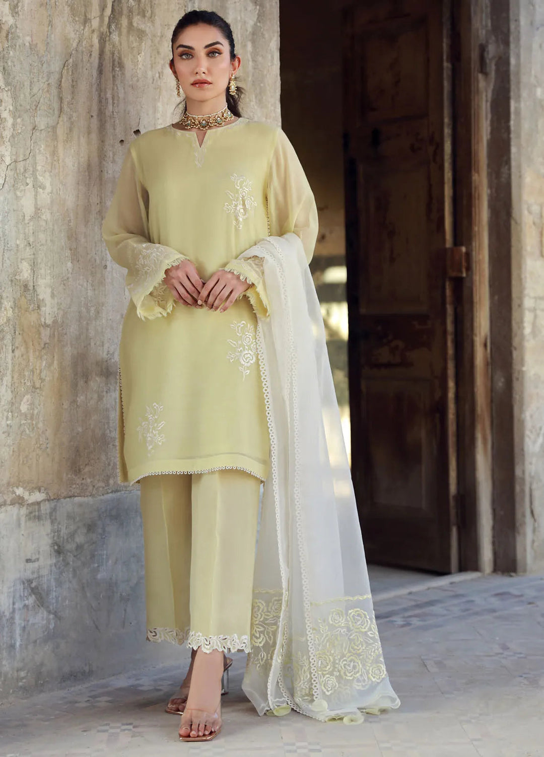 Sahar Pret Embroidered Silk 3 Piece Suit SSCSE-RR-05 Sunlit Escape