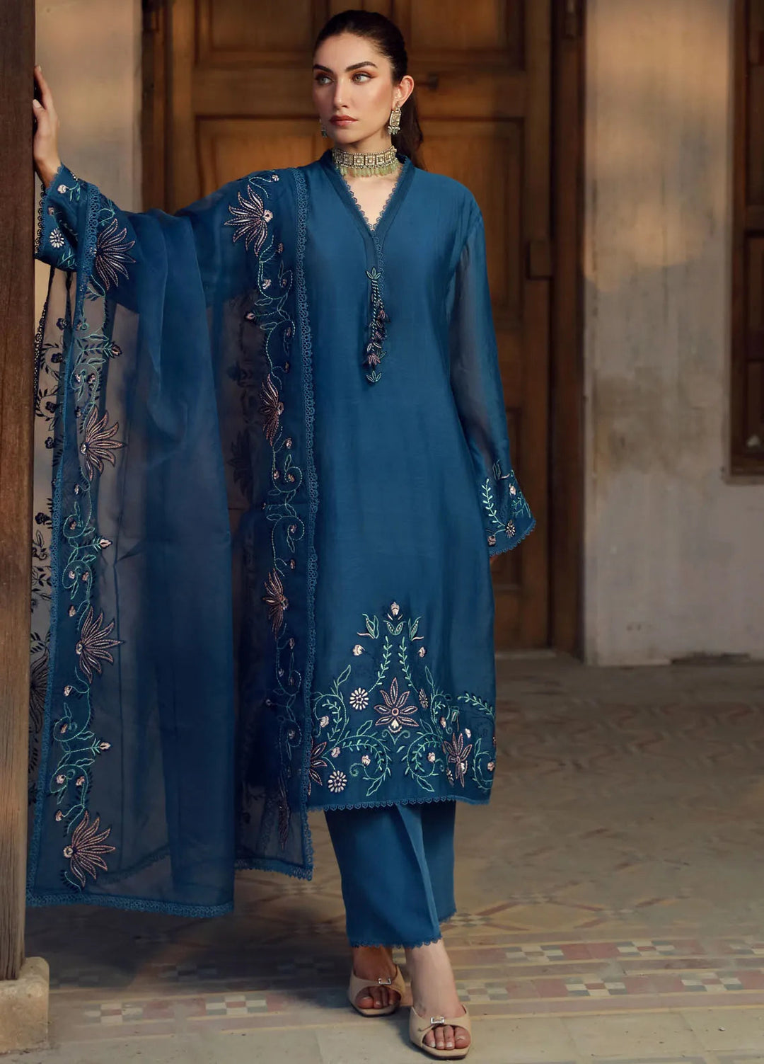 Sahar Pret Embroidered Silk 3 Piece Suit SSCSE-RR-06 Oceanic