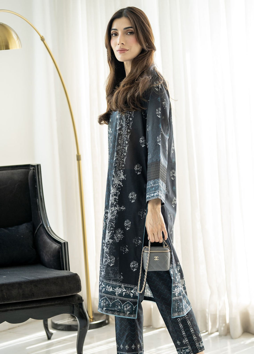 Sahar Pret Printed Cambric 2 Piece Suit Dark Rose