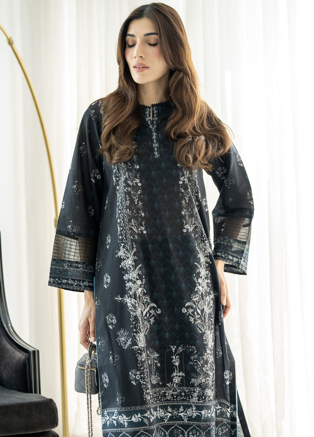 Sahar Pret Printed Cambric 2 Piece Suit Dark Rose