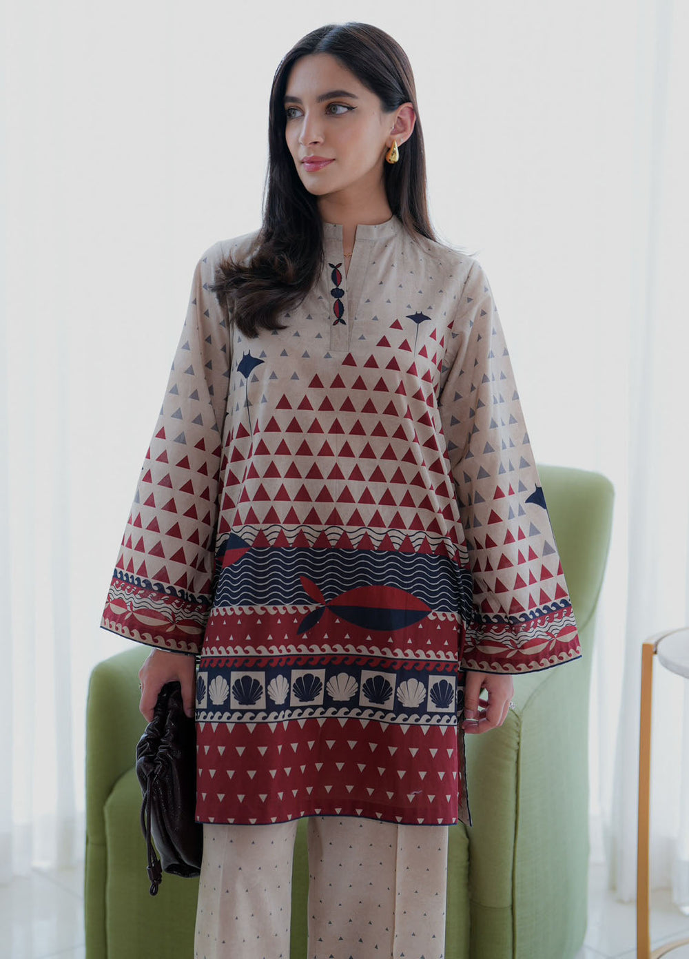 Sahar Pret Printed Lawn 2 Piece Suit SSCP-AA-V3-06 Coastal Geometry