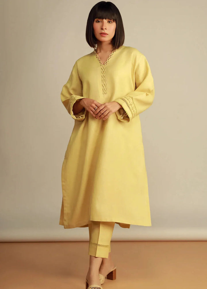 Sahar Pret Solid Cotton 2 Piece Suit SSCS-V2-RR-01 Celestial Glow