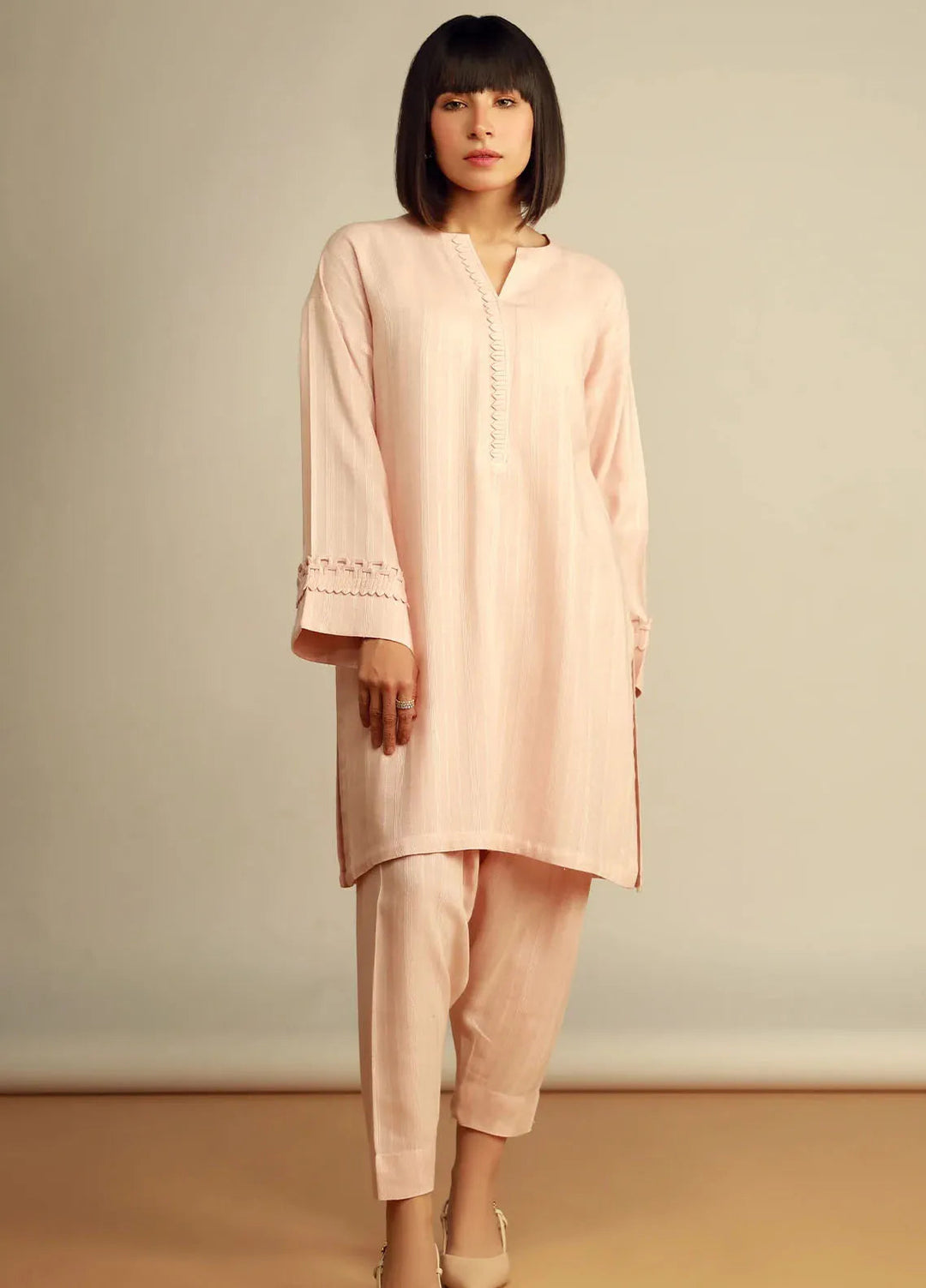 Sahar Pret Solid Cotton 2 Piece Suit SSCS-V2-RR-02 Sweet Peony