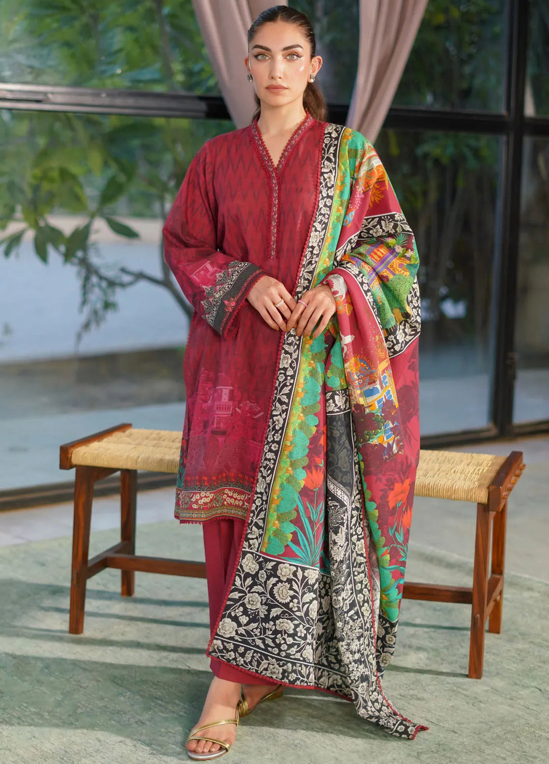 Sahar Printed Khaddar Suit Unstitched 3 Piece SHR24A KH-24-V2-07 - Winter Collection