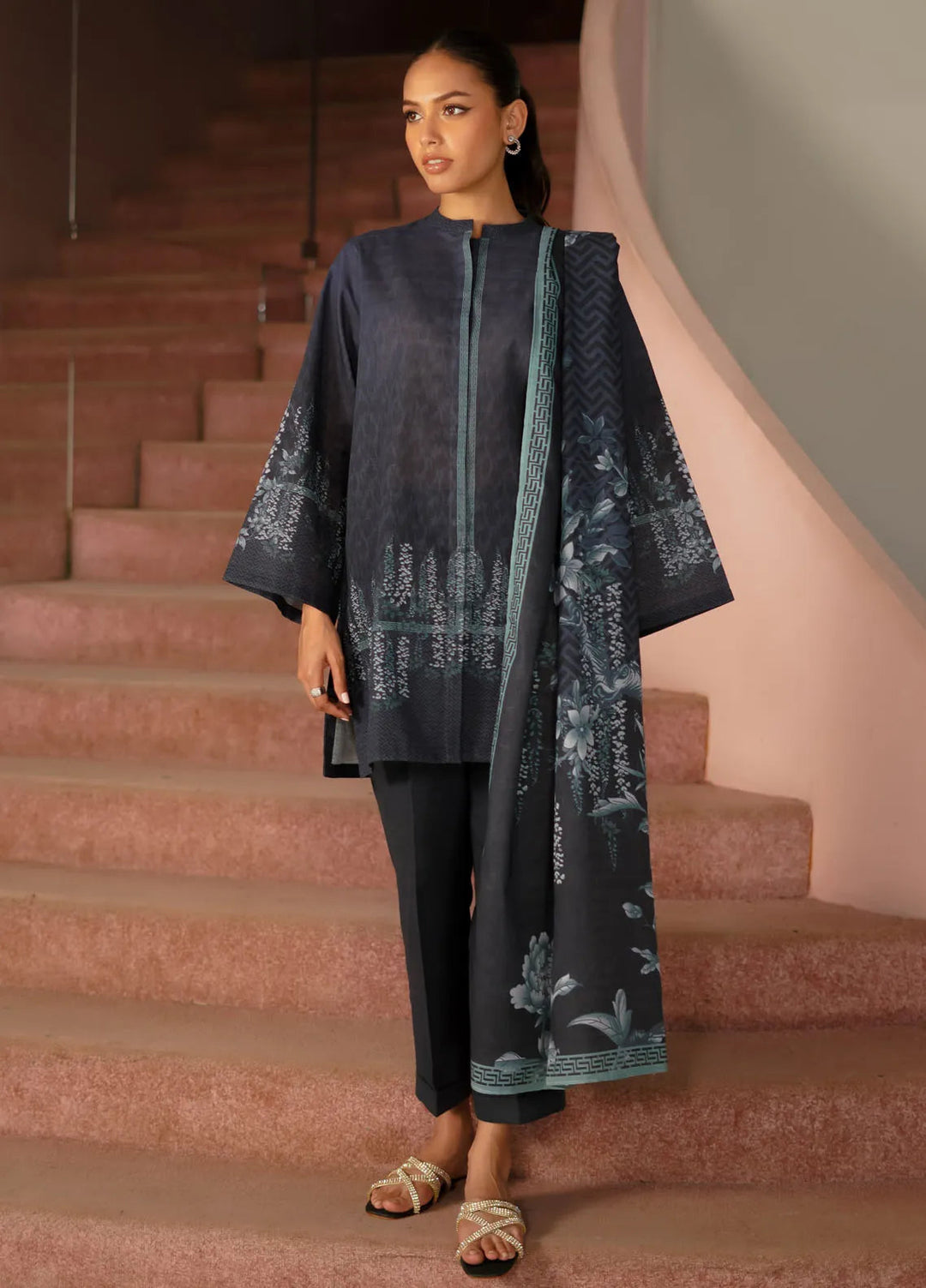 Sahar Printed Khaddar Suit Unstitched 3 Piece SHR24A KH-24-V2-10 - Winter Collection