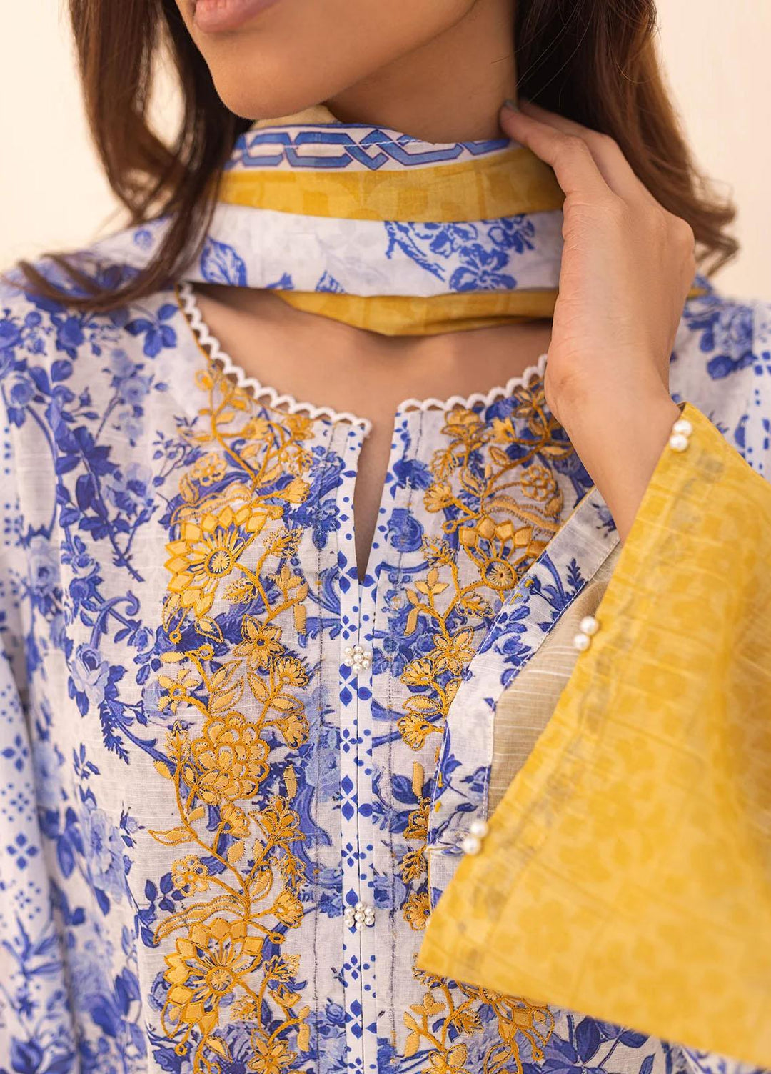 Sahar Printed Lawn Suits Unstitched 3 Piece SHR23L3 SL-PE-V2-RM-01 - Summer Collection