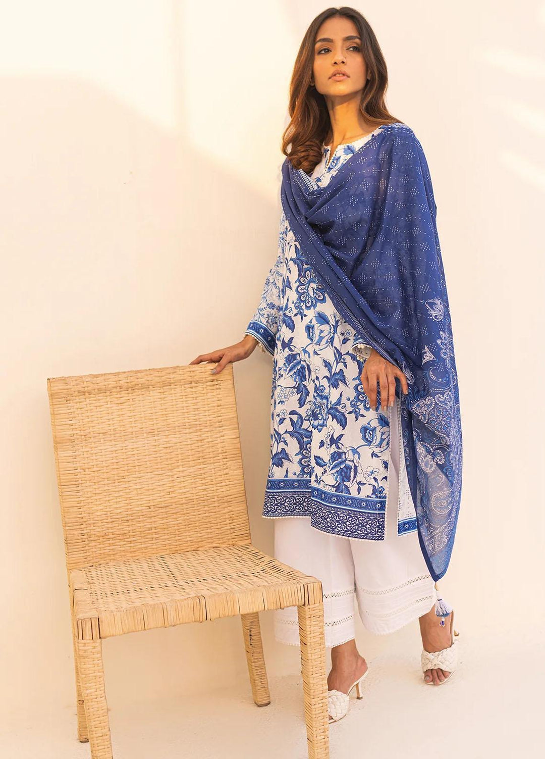 Sahar Printed Lawn Suits Unstitched 3 Piece SHR23L3 SL-WP-V2-RM-12 - Summer Collection