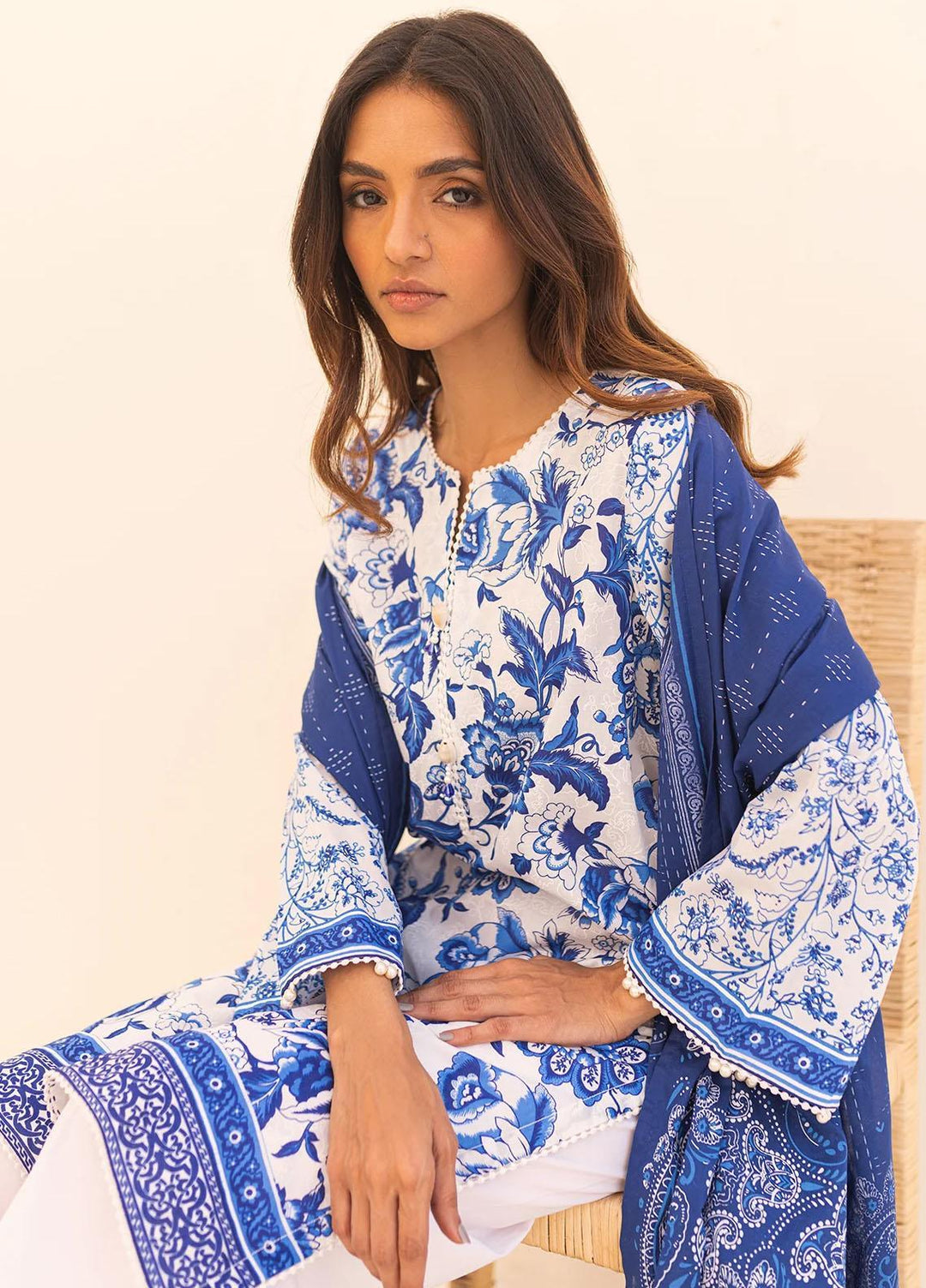 Sahar Printed Lawn Suits Unstitched 3 Piece SHR23L3 SL-WP-V2-RM-12 - Summer Collection
