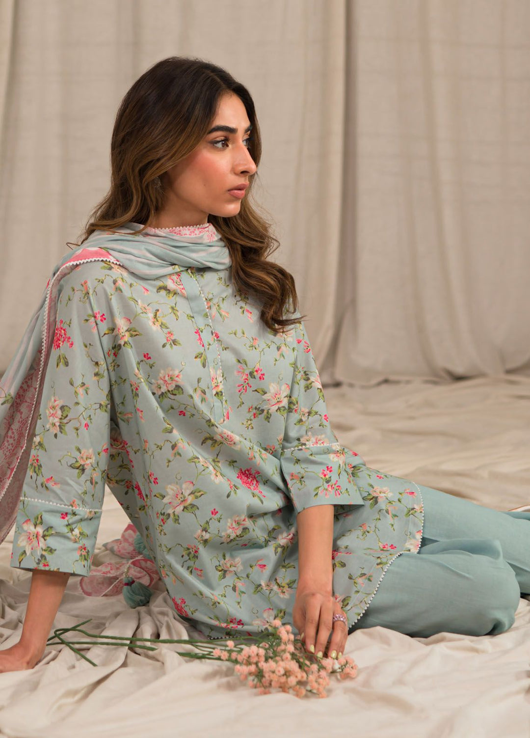 Sahar Printed Lawn Suits Unstitched 3 Piece SHR24PE S24-PL-V1-10 - Summer Collection