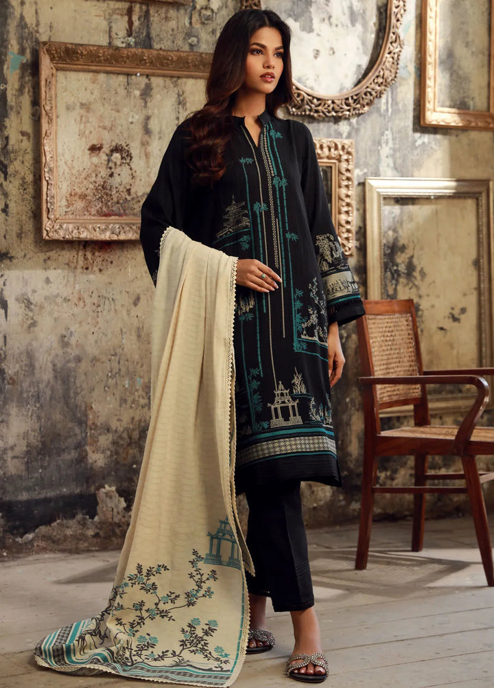 Sahar Printed Viscose Suit Unstitched 3 Piece SHR24 JV-24-V3-01 Noir Lush - Winter Collection