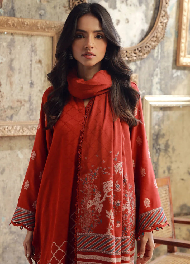 Sahar Printed Viscose Suit Unstitched 3 Piece SHR24 JV-24-V3-03 Burnt Nectar - Winter Collection