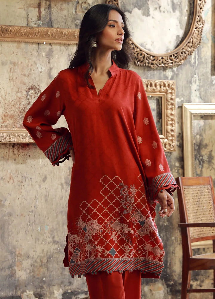 Sahar Printed Viscose Suit Unstitched 3 Piece SHR24 JV-24-V3-03 Burnt Nectar - Winter Collection
