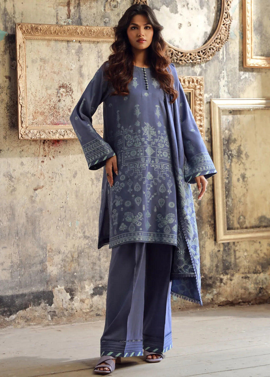 Sahar Printed Viscose Suit Unstitched 3 Piece SHR24 JV-24-V3-04 Mystic Wisteria - Winter Collection