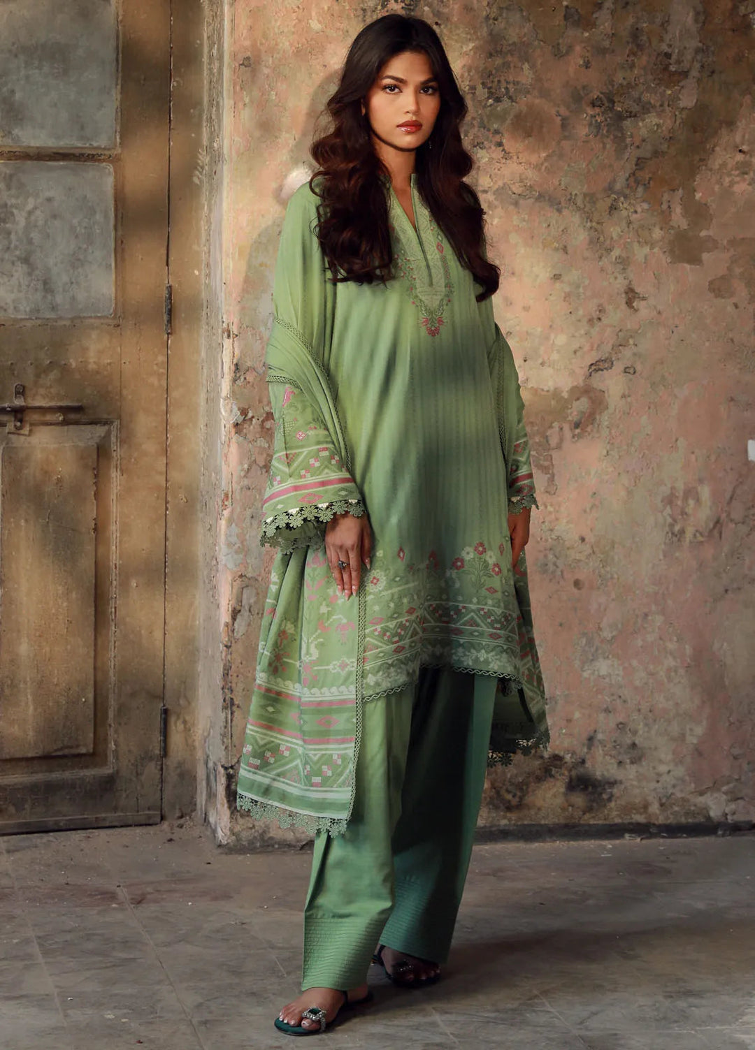 Sahar Printed Viscose Suit Unstitched 3 Piece SHR24 JV-24-V3-05 Thyme n Thistle - Winter Collection