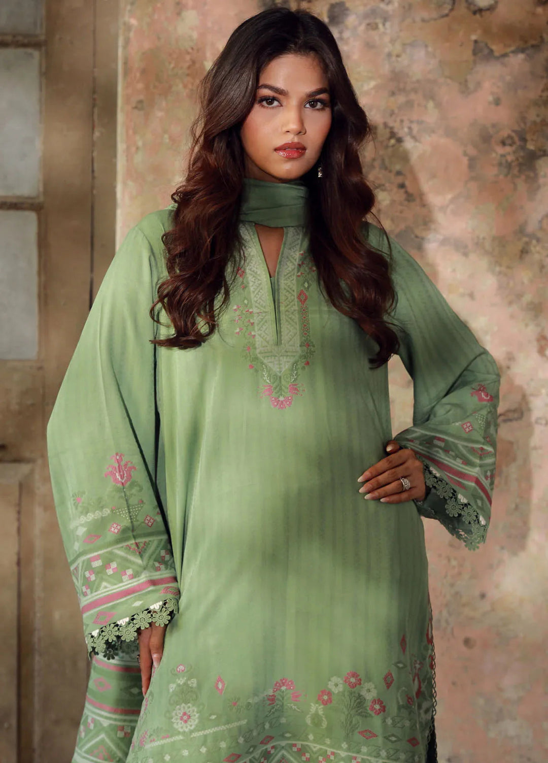 Sahar Printed Viscose Suit Unstitched 3 Piece SHR24 JV-24-V3-05 Thyme n Thistle - Winter Collection