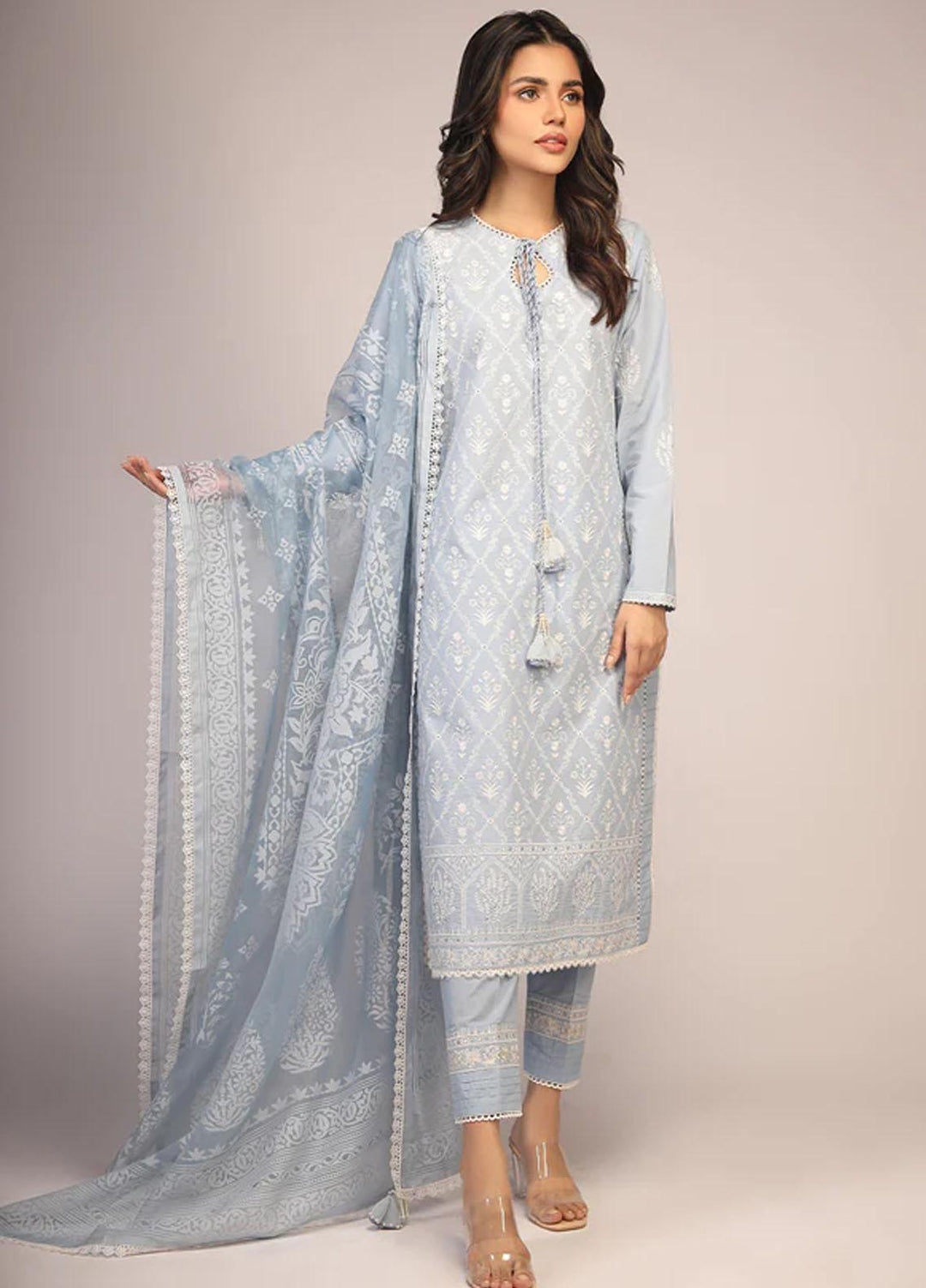 Sahar Embroidered Lawn Suits Unstitched 3 Piece SHR23CL S23-CK-002 - Summer Collection