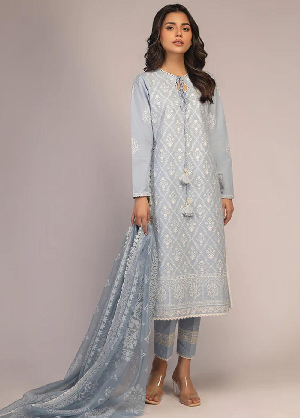 Sahar Embroidered Lawn Suits Unstitched 3 Piece SHR23CL S23-CK-002 - Summer Collection