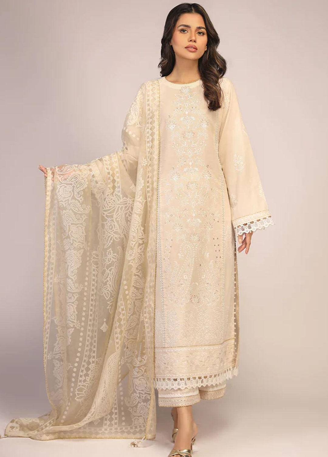 Sahar Embroidered Lawn Suits Unstitched 3 Piece SHR23CL S23-CK-003 - Summer Collection