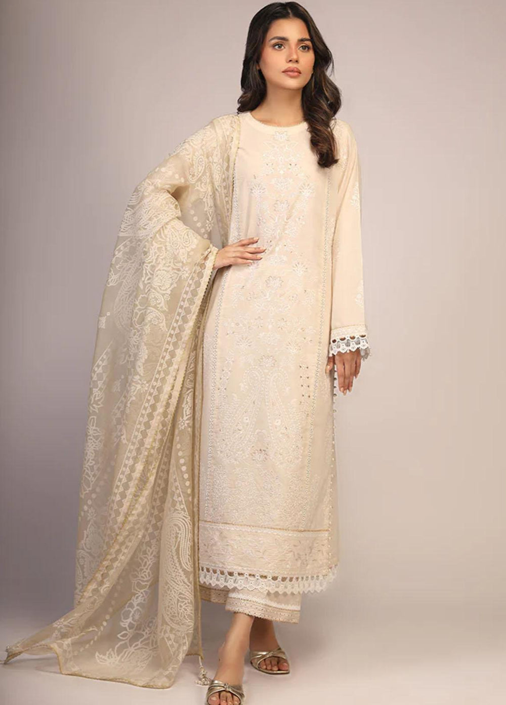 Sahar Embroidered Lawn Suits Unstitched 3 Piece SHR23CL S23-CK-003 - Summer Collection