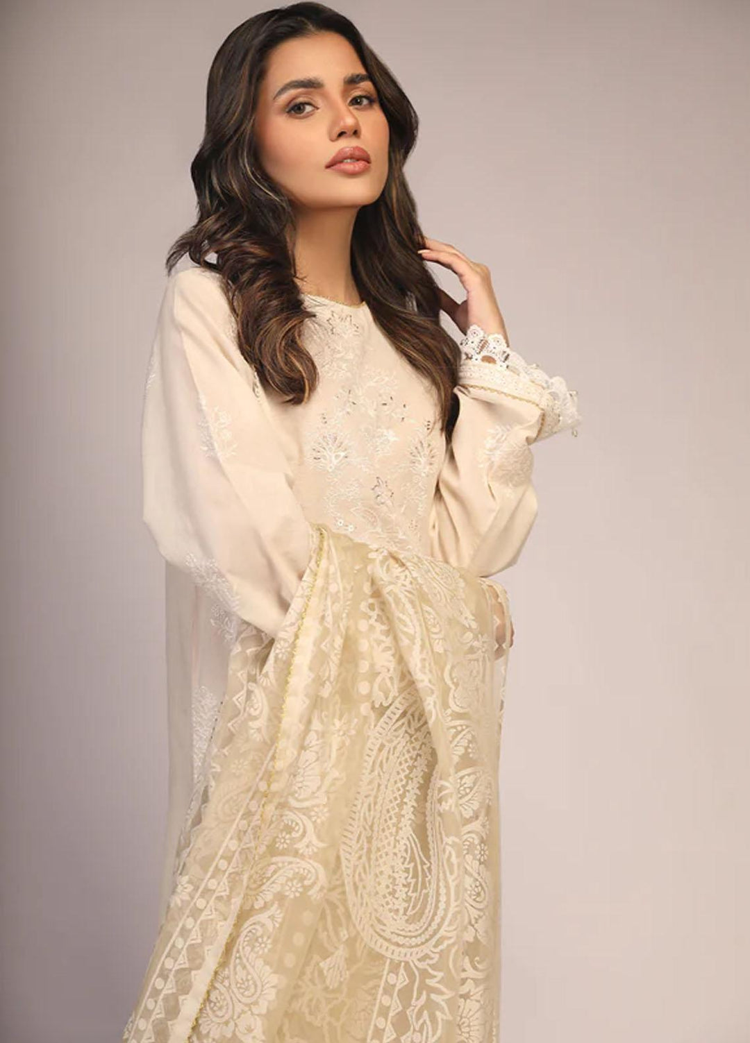 Sahar Embroidered Lawn Suits Unstitched 3 Piece SHR23CL S23-CK-003 - Summer Collection