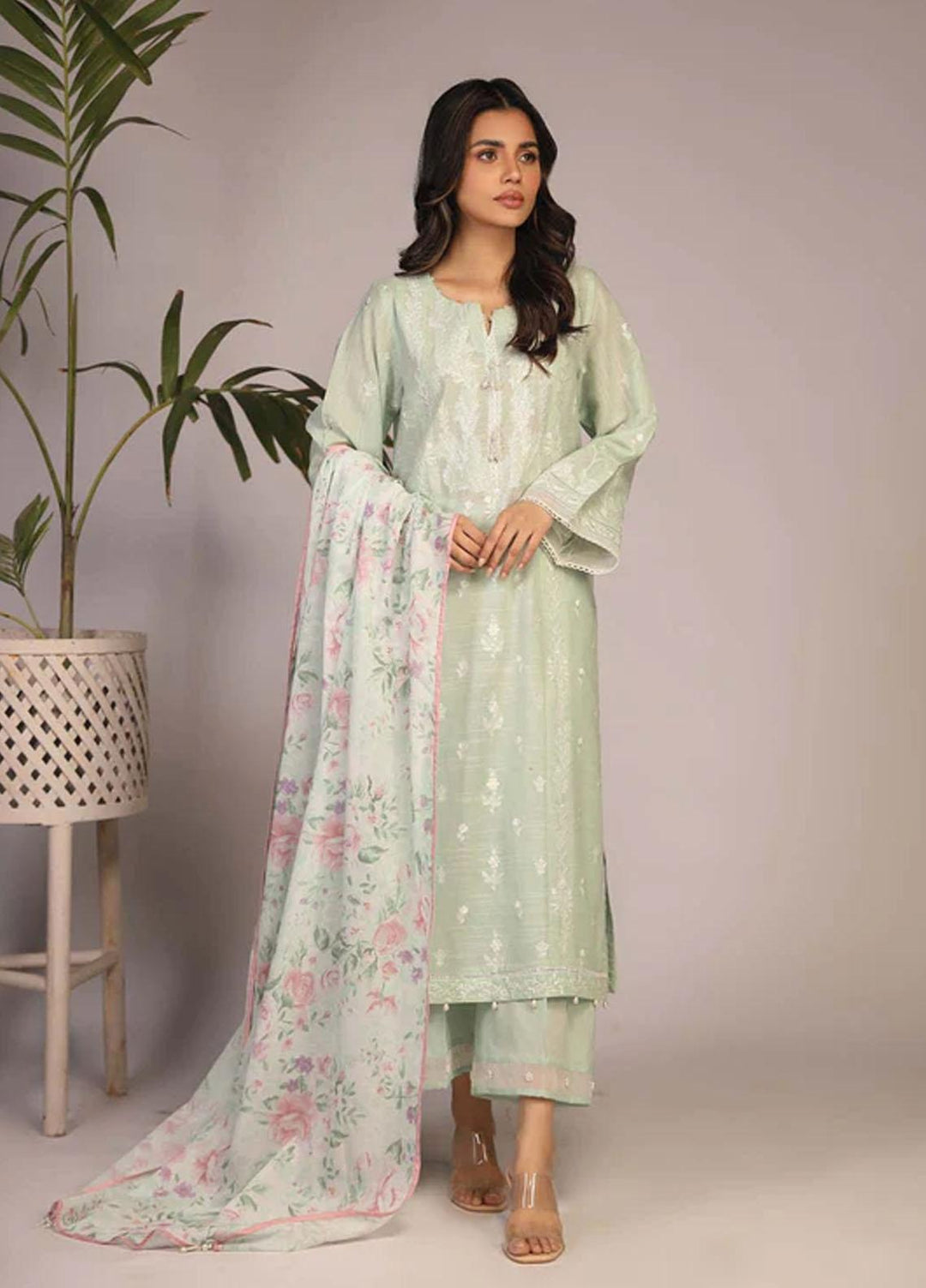 Sahar Embroidered Lawn Suits Unstitched 3 Piece SHR23EL SL-SLUB-23-02 - Summer Collection