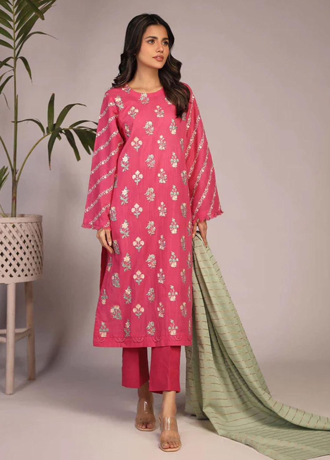 Sahar Embroidered Lawn Suits Unstitched 3 Piece SHR23EL SL-SLUB-23-09 - Summer Collection