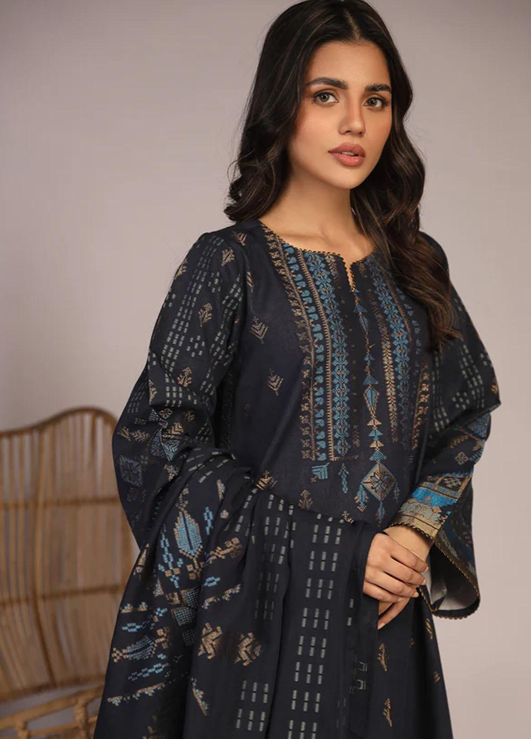 Sahar Printed Jacquard Suits Unstitched 3 Piece SHR23PJ SJ-RM-04 - Premium Collection