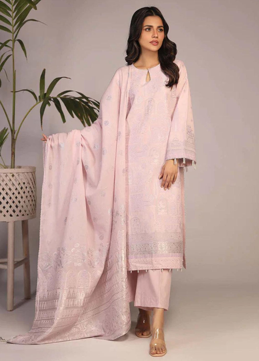 Sahar Printed Jacquard Suits Unstitched 3 Piece SHR23PJ SJ-RM-05 - Premium Collection