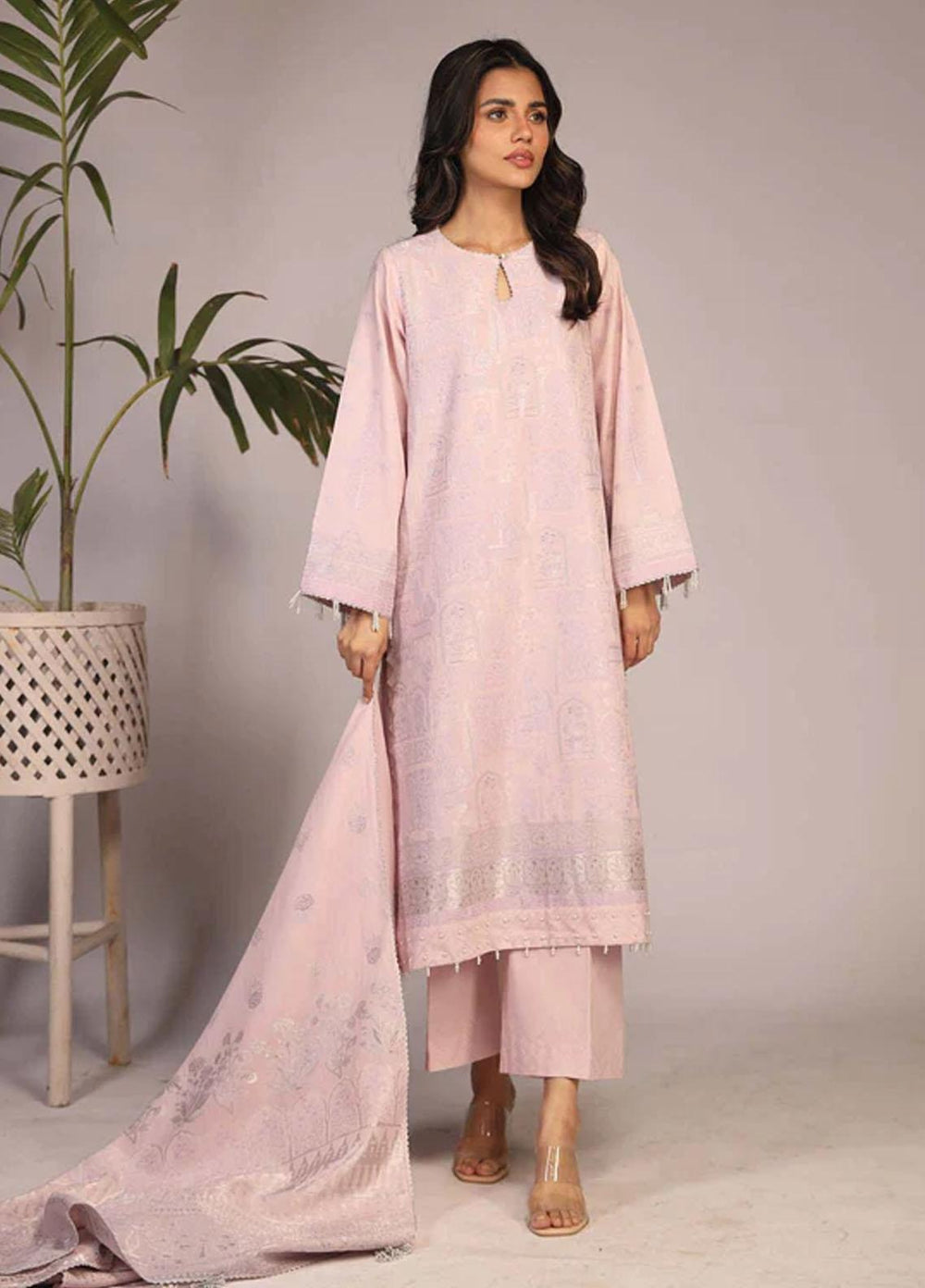 Sahar Printed Jacquard Suits Unstitched 3 Piece SHR23PJ SJ-RM-05 - Premium Collection