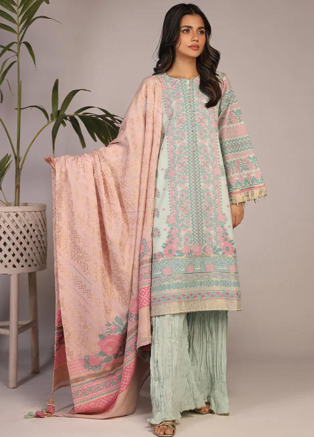 Sahar Printed Jacquard Suits Unstitched 3 Piece SHR23PJ SJ-YA-02 - Premium Collection