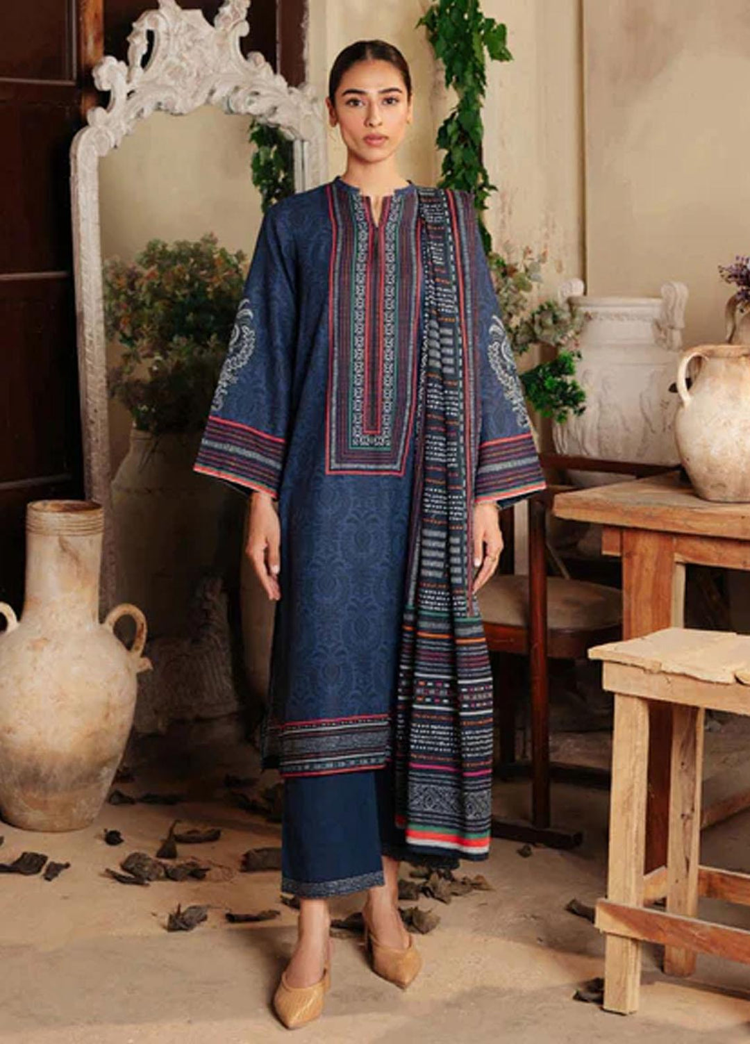 Sahar Printed Khaddar Suits Unstitched 3 Piece SKWP-V2-23-01 - Winter Collection