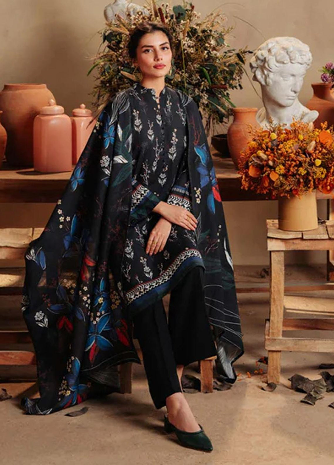 Sahar Printed Khaddar Suits Unstitched 3 Piece SKWP-V2-23-02 - Winter Collection