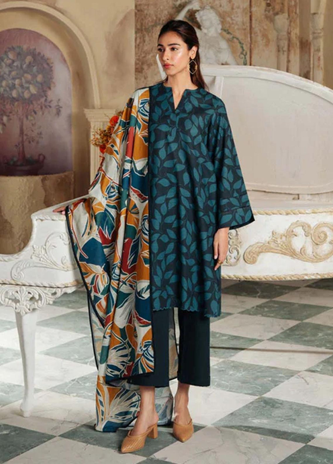 Sahar Printed Khaddar Suits Unstitched 3 Piece SKWP-V2-23-07 - Winter Collection
