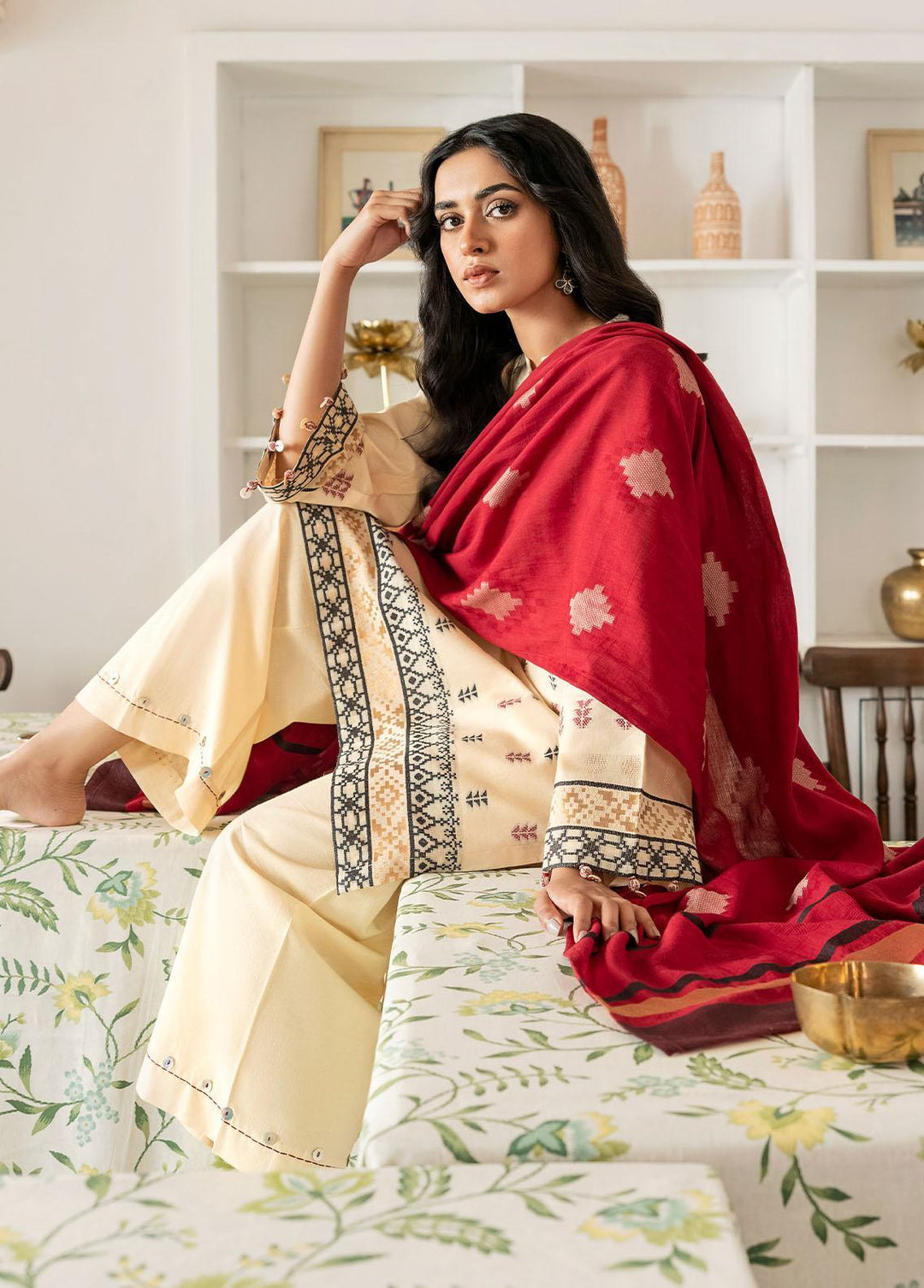 Sahar Printed jacquard Suits Unstitched 3 Piece SHR23SS SJ-RJ-02 - Spring / Summer Collection