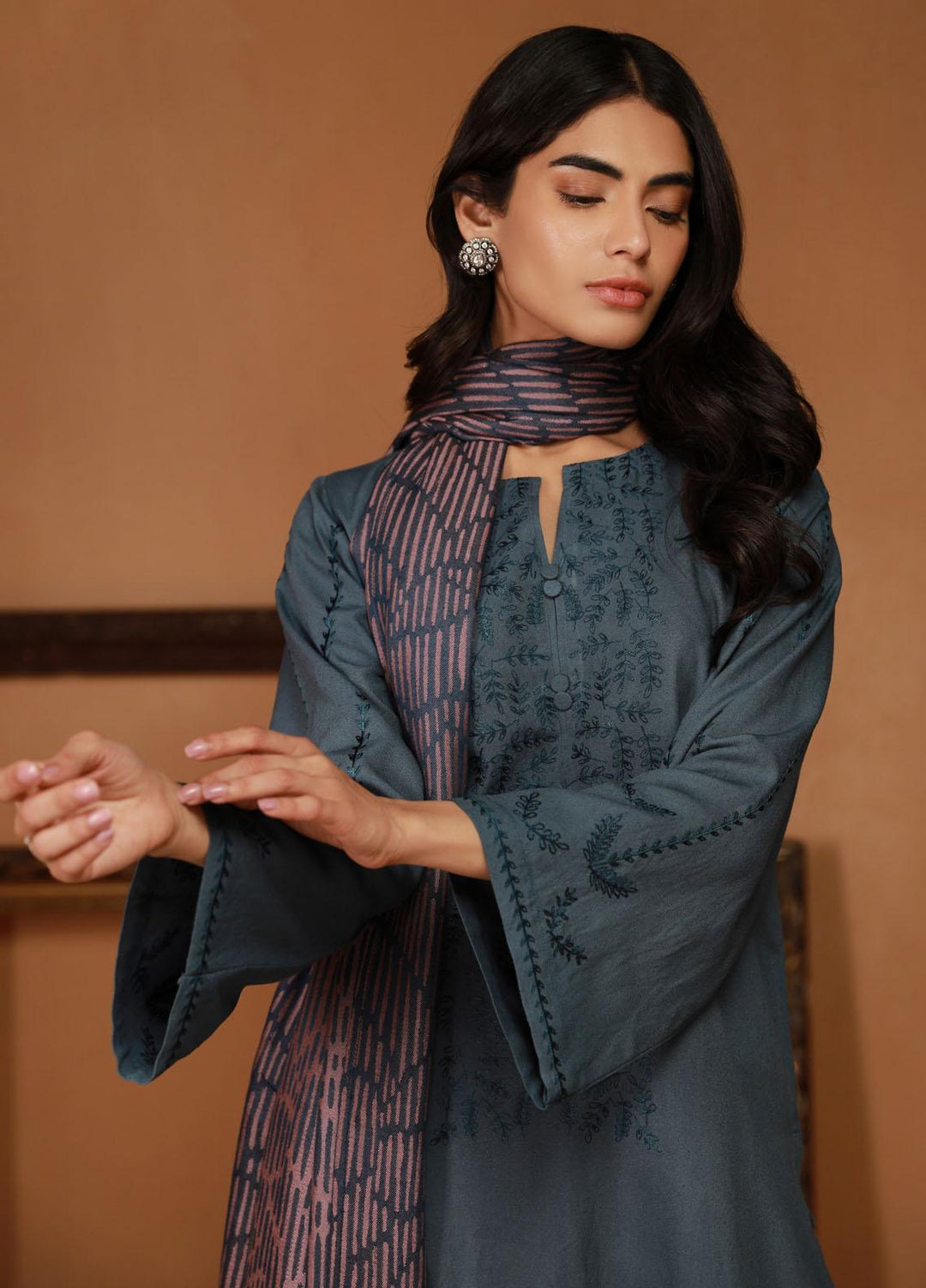 Sahar Embroidered Karandi Suits Unstitched 3 Piece SHR23WK SK-V2-23-01 - Winter Collection