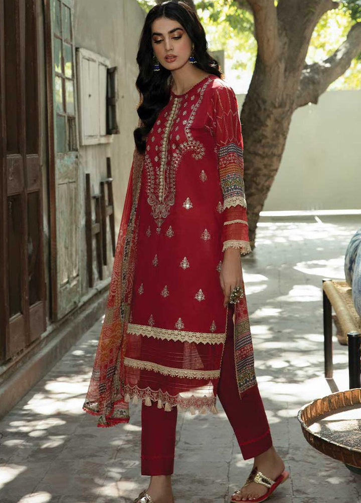 Sahiba By Aabyaan Embroidered Lawn Suits Unstitched 3 Piece ABY22S AE-08 Rani - Luxury Collection
