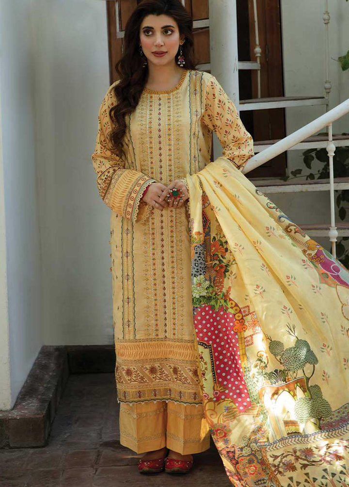 Sahiba By Aabyaan Embroidered Lawn Suits Unstitched 3 Piece ABY22S AE-09 Amber - Luxury Collection