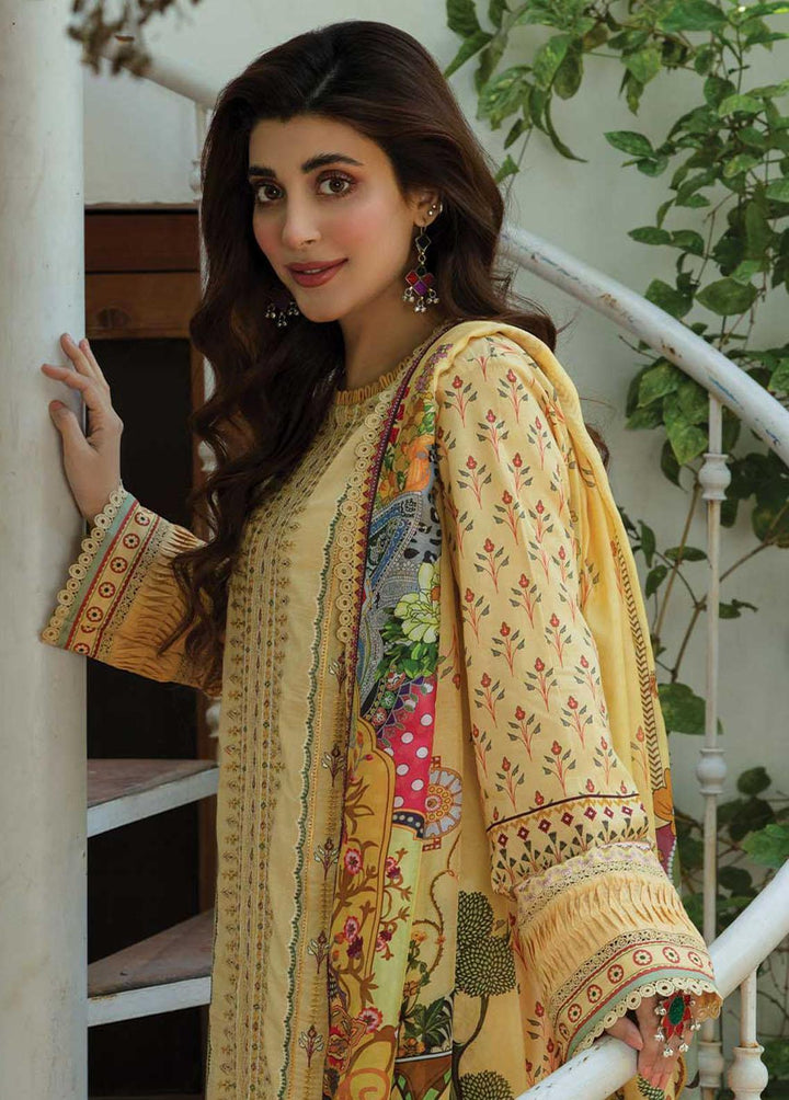 Sahiba By Aabyaan Embroidered Lawn Suits Unstitched 3 Piece ABY22S AE-09 Amber - Luxury Collection