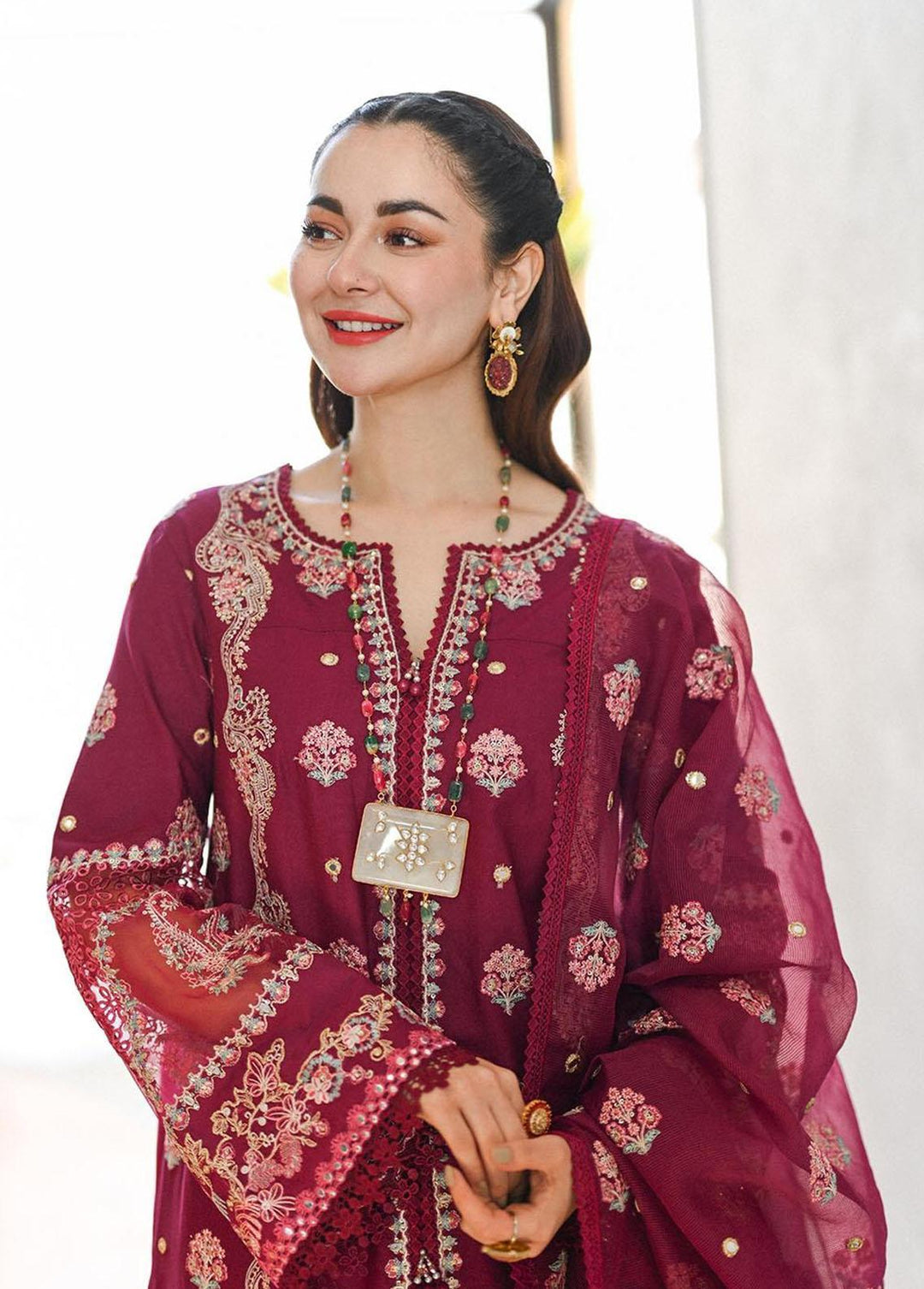 Sahil by Qalamkar Embroidered Lawn Suits Unstitched 3 Piece QLM23S SP-02 Beyza - Luxury Collection