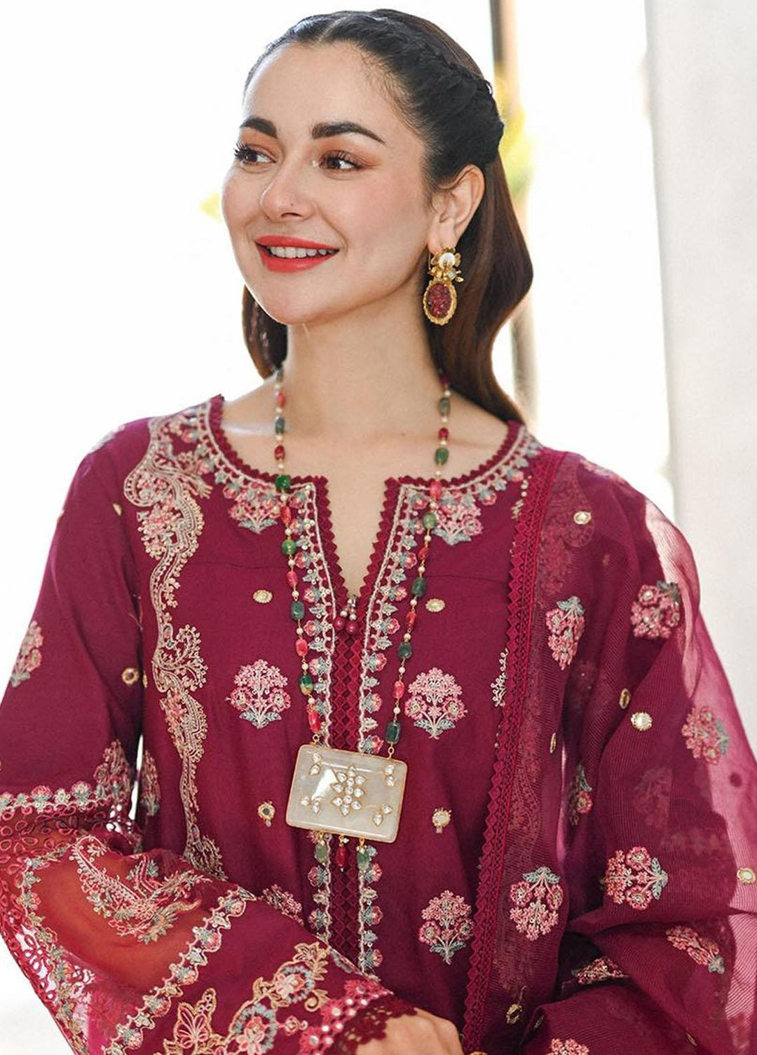 Sahil by Qalamkar Embroidered Lawn Suits Unstitched 3 Piece QLM23S SP-02 Beyza - Luxury Collection