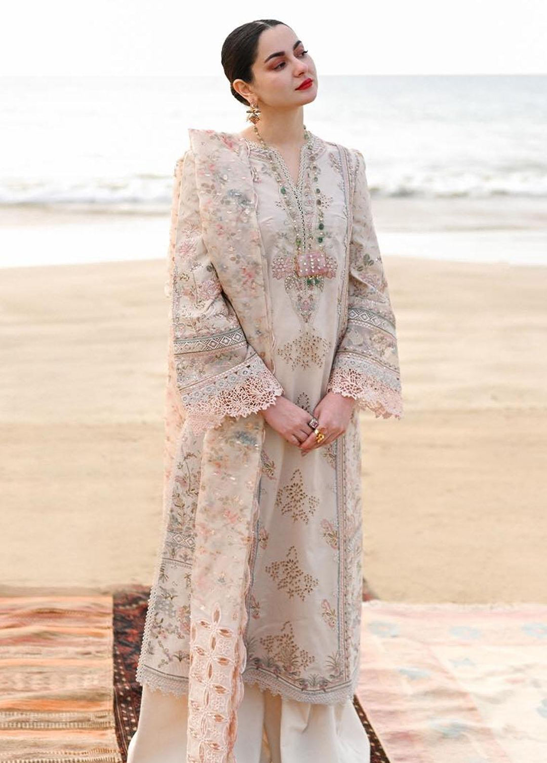 Sahil by Qalamkar Embroidered Lawn Suits Unstitched 3 Piece QLM23S SP-03 Khansa - Luxury Collection