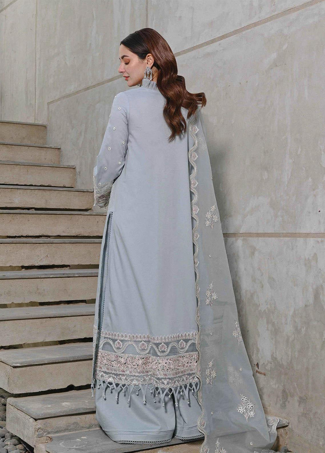 Sahil by Qalamkar Embroidered Lawn Suits Unstitched 3 Piece QLM23S SP-04 Aaima - Luxury Collection